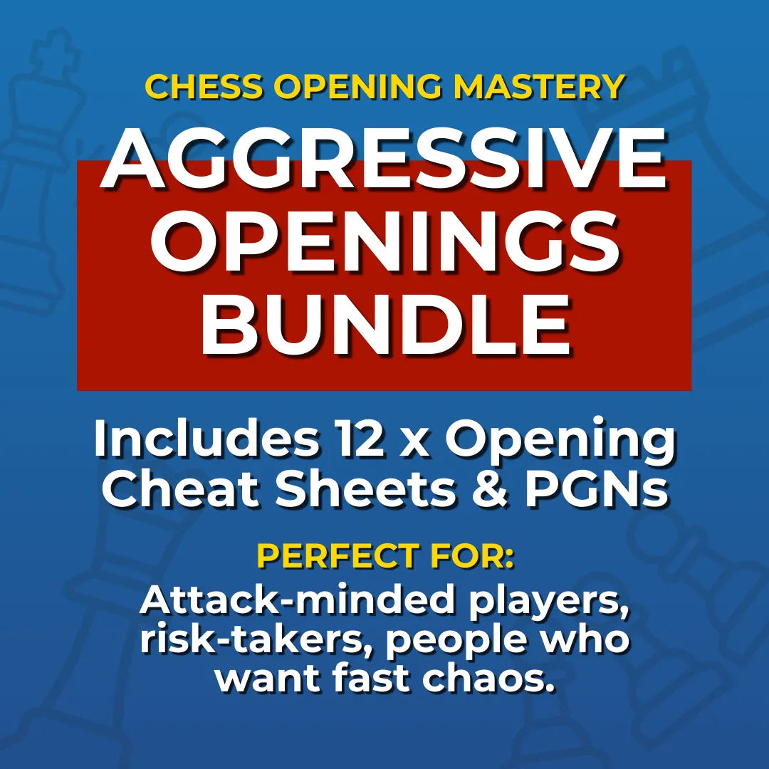Master Aggressive Chess Openings: 12 Aggressive Openings Cheat Sheets Bundle