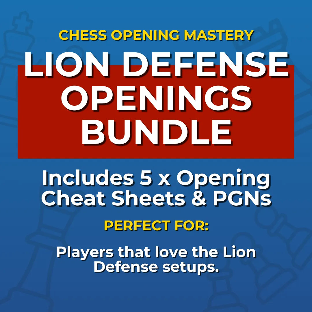Master Lion Defense Chess Openings: 5 Lion Defense Openings Cheat Sheets Bundle Chess Cheat Sheets