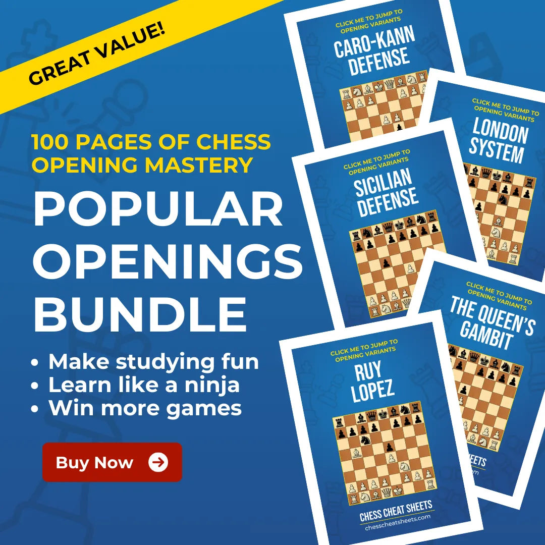 Master Popular Chess Openings: 5 Popular Openings Cheat Sheets Bundle Chess Cheat Sheets