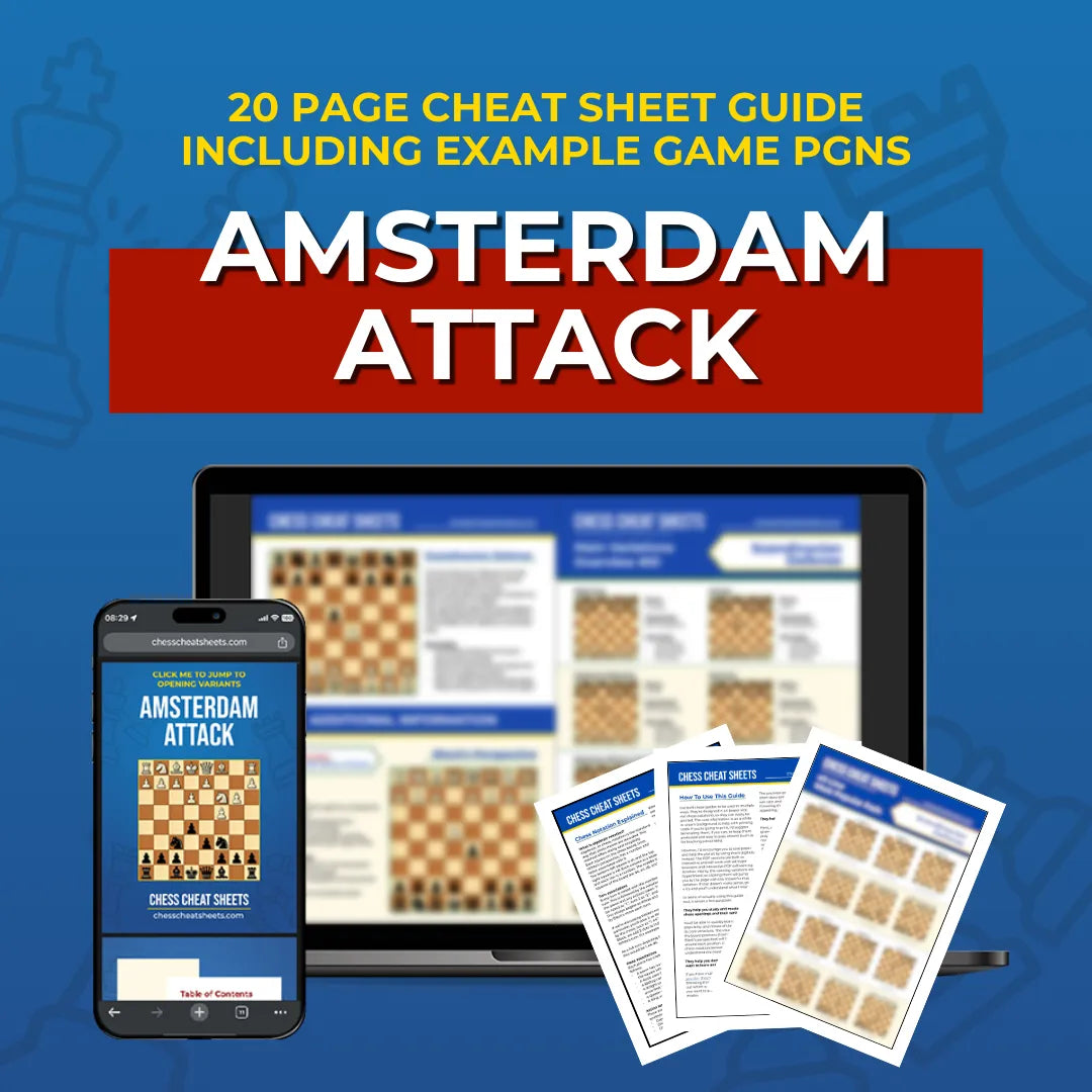 Amsterdam Attack - Chess Opening Cheat Sheet | Interactive And Printable Chess Opening Guide Chess Cheat Sheets