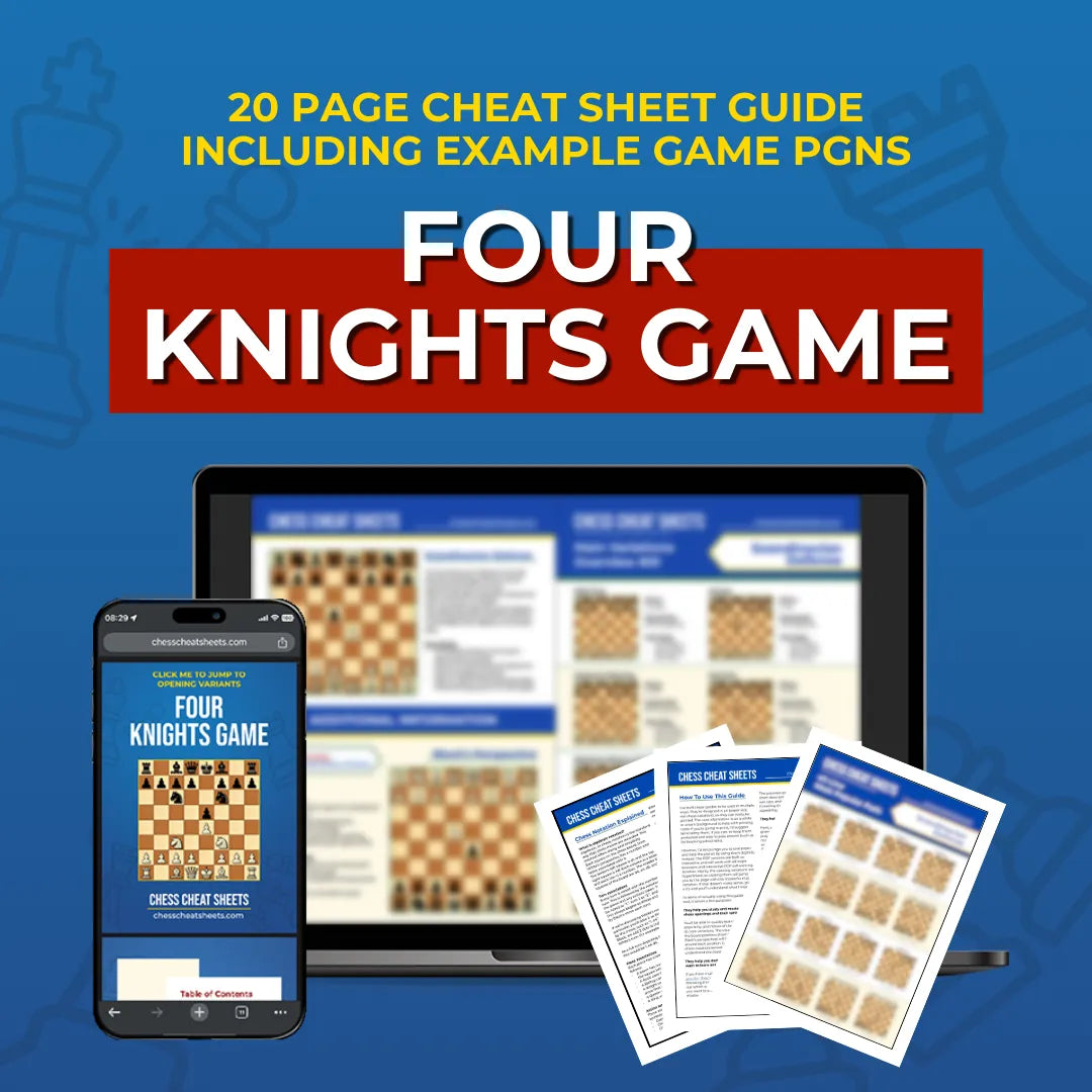 Four Knights Game - Chess Opening Cheat Sheet | Interactive And Printable Chess Opening Guide Chess Cheat Sheets