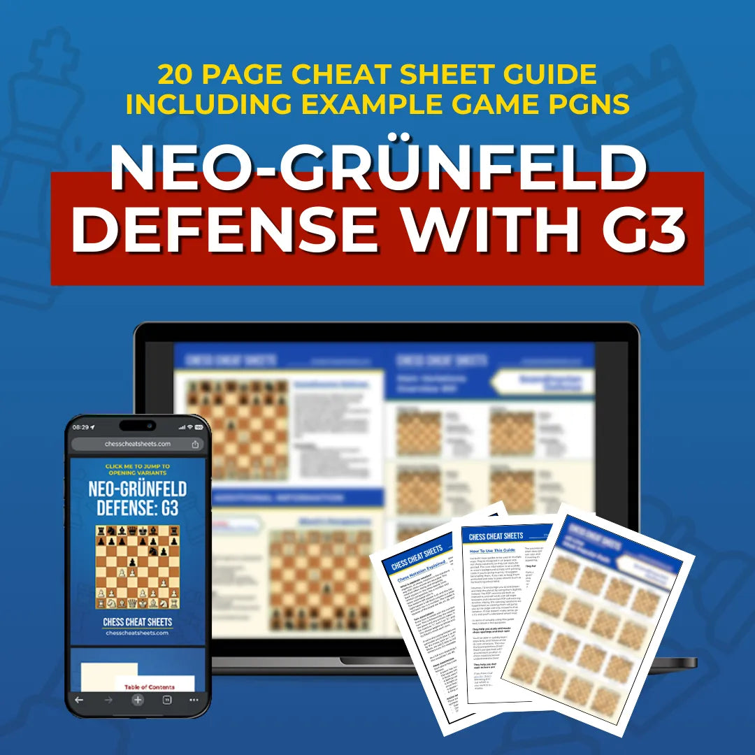 Neo-Grünfeld Defense with g3 - Chess Opening Cheat Sheet | Interactive And Printable Chess Opening Guide