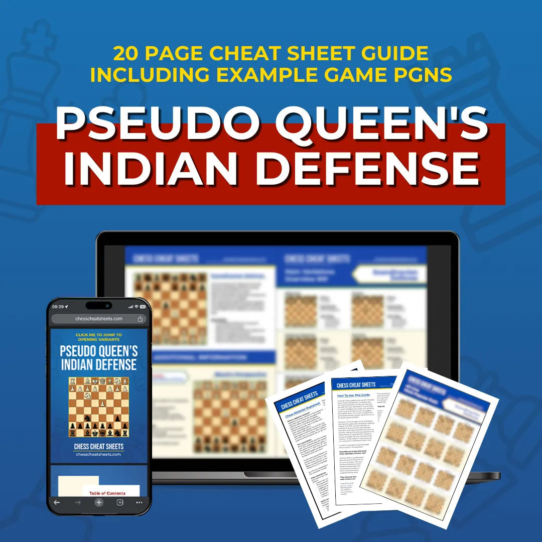 Pseudo Queen's Indian Defense - Chess Opening Cheat Sheet | Interactive And Printable Chess Opening Guide Chess Cheat Sheets