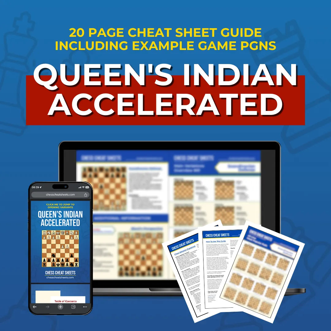 Queen's Indian Accelerated - Chess Opening Cheat Sheet | Interactive And Printable Chess Opening Guide Chess Cheat Sheets