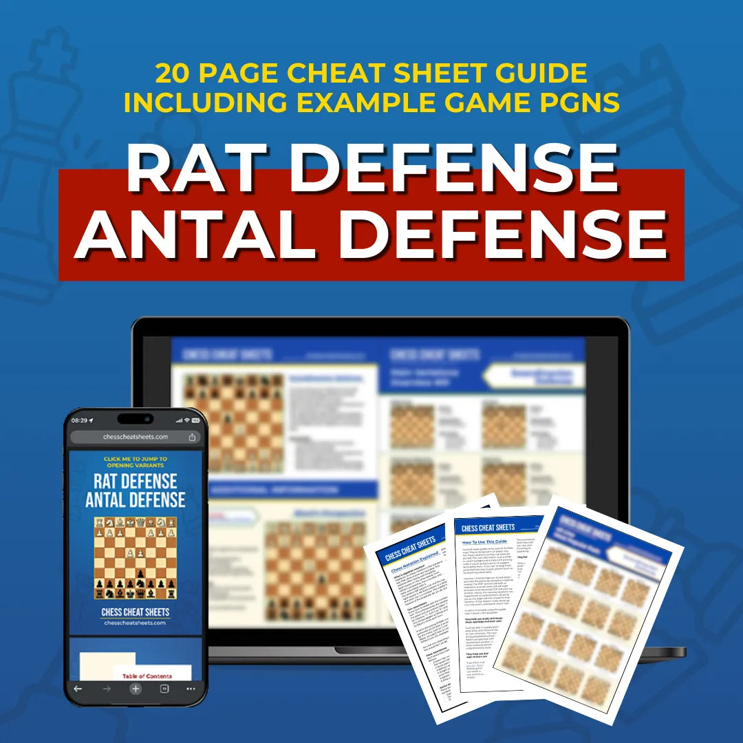 Rat Defense: Antal Defense - Chess Opening Cheat Sheet | Interactive And Printable Chess Opening Guide