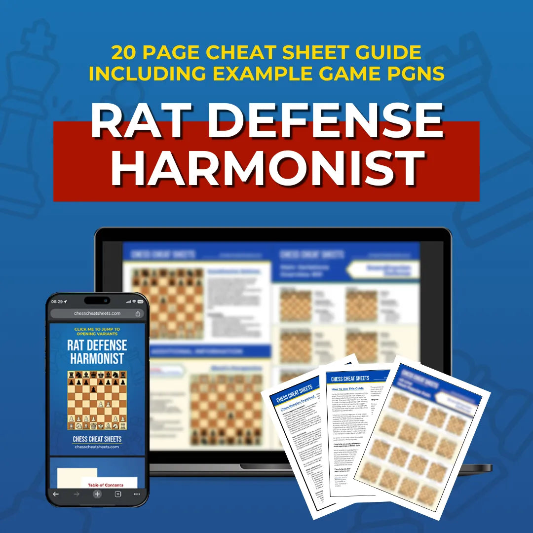 Rat Defense: Harmonist - Chess Opening Cheat Sheet | Interactive And Printable Chess Opening Guide Chess Cheat Sheets