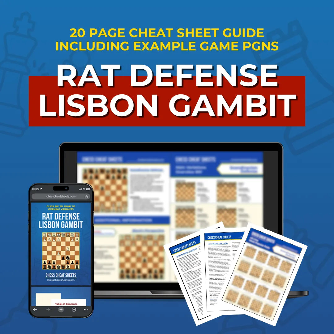 Rat Defense: Lisbon Gambit - Chess Opening Cheat Sheet | Interactive And Printable Chess Opening Guide Chess Cheat Sheets