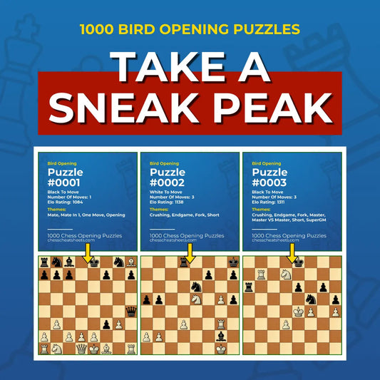 1000 Bird Opening Puzzles - Visual PDF Chess Opening Puzzles For The Bird Opening Chess Cheat Sheets