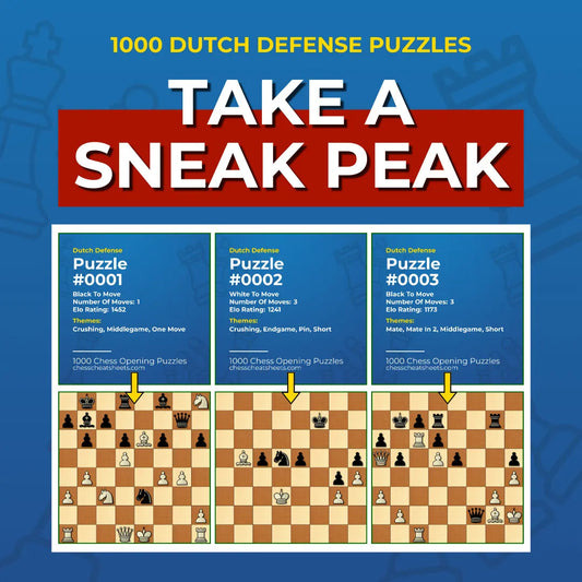 1000 Dutch Defense Puzzles - Visual PDF Chess Opening Puzzles For The Dutch Defense Chess Cheat Sheets