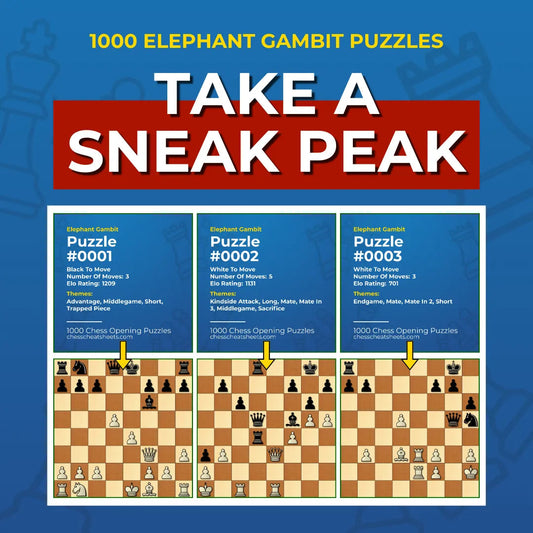 1000 Elephant Gambit Puzzles - Visual PDF Chess Opening Puzzles For The Elephant Gambit Chess Cheat Sheets