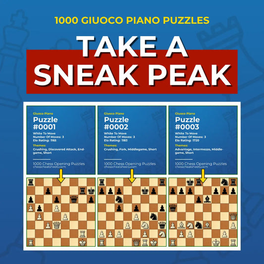 1000 Giuoco Piano Puzzles - Visual PDF Chess Opening Puzzles For The Giuoco Piano Chess Cheat Sheets