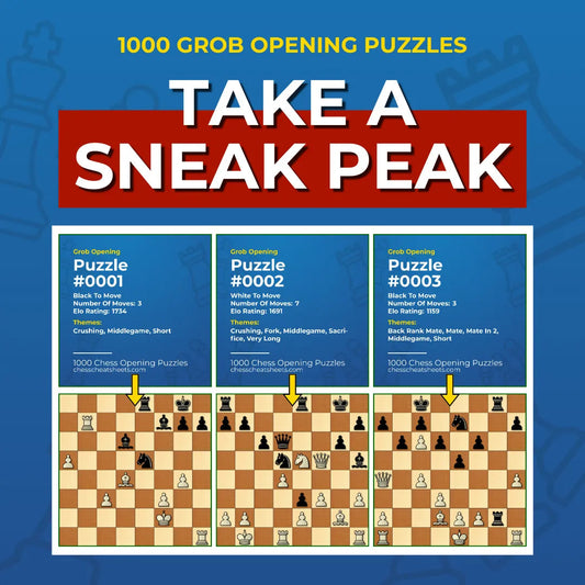 1000 Grob Opening Puzzles - Visual PDF Chess Opening Puzzles For The Grob Opening Chess Cheat Sheets
