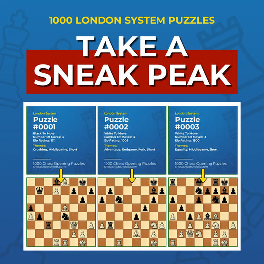 1000 London System Puzzles - Visual PDF Chess Opening Puzzles For The London System Chess Cheat Sheets