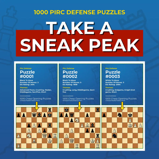 1000 Pirc Defense Puzzles - Visual PDF Chess Opening Puzzles For The Pirc Defense Chess Cheat Sheets