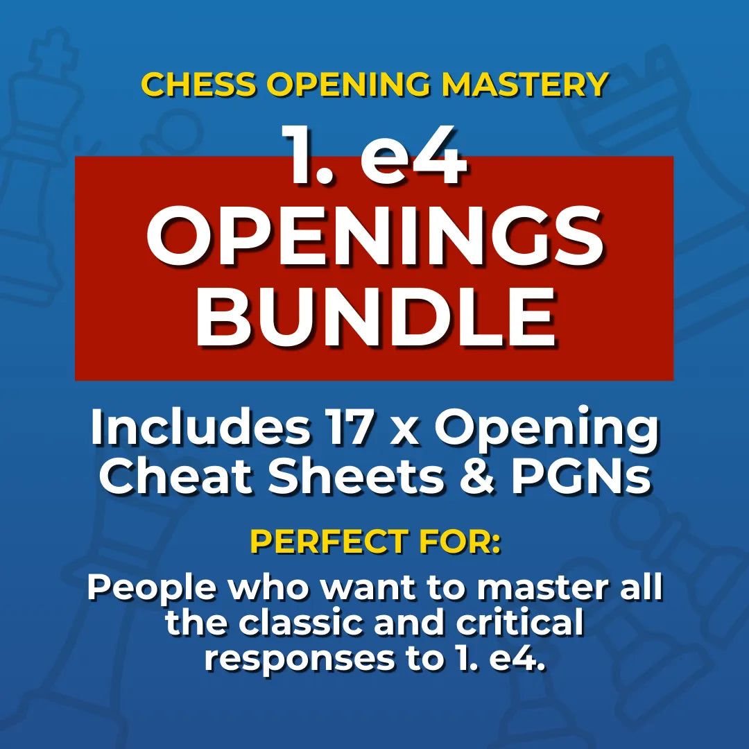Master Popular e4 Chess Openings: 17 e4 Openings Cheat Sheets Bundle Chess Cheat Sheets
