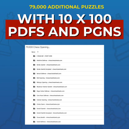 1.5 Million+ Chess Openings Puzzles Pack (Includes 79,000 as PDFs!) Chess Cheat Sheets