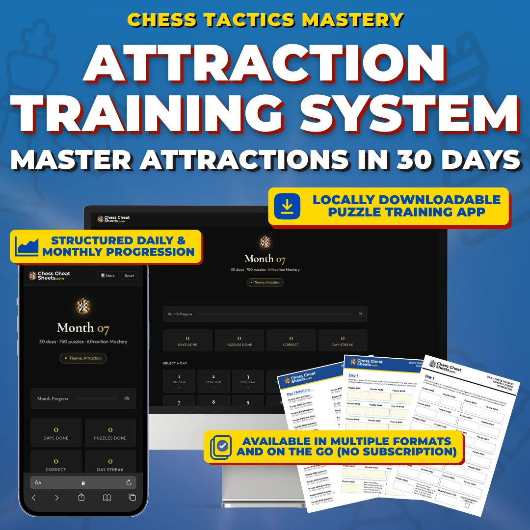 Attraction Tactics Mastery: The 30-Day Training System For Chess Improvement (Chess Tactics Mastery)