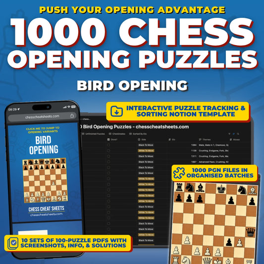 1000 Bird Opening Puzzles - Visual PDF Chess Opening Puzzles For The Bird Opening