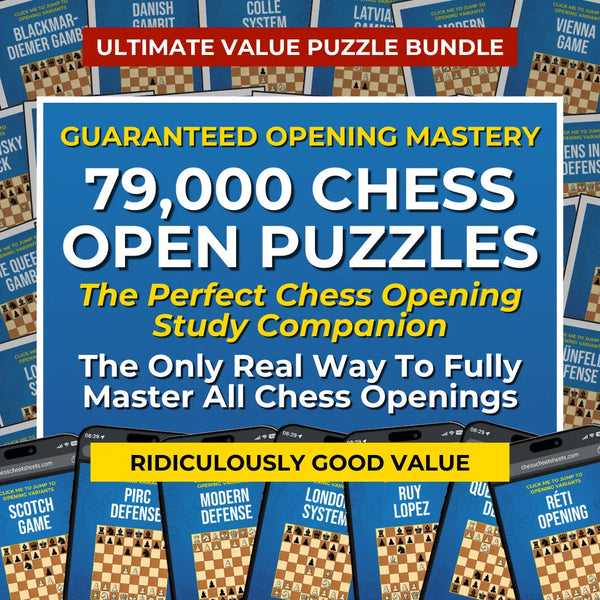 79,000 Chess Opening Puzzles As PDFs - The Chess Puzzle PDF Pack Chess Cheat Sheets