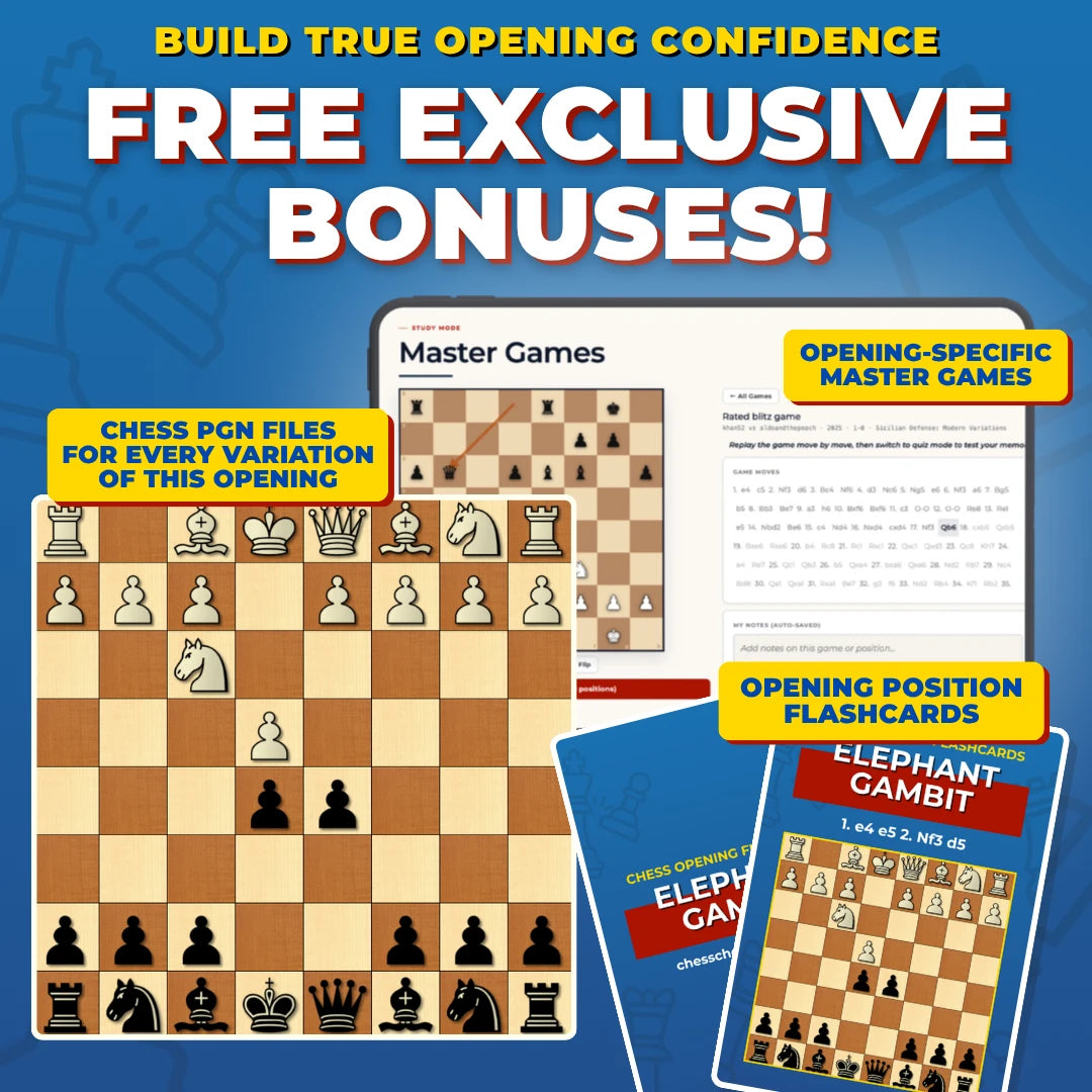 Elephant Gambit Free Bonuses - Master Games, Flashcards, and PGNs