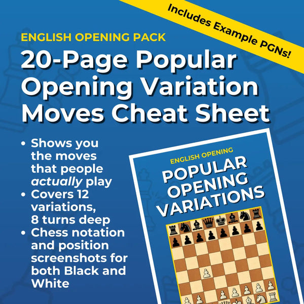 English Opening - Complete Chess Opening Toolkit | Opening Guides and Puzzles Chess Cheat Sheets