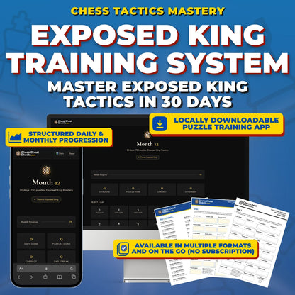 Exposed King Tactics Mastery: The 30-Day Training System For Chess Improvement (Chess Tactics Mastery)