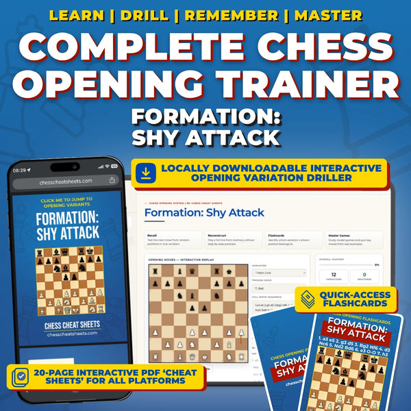 Formation - Shy Attack Chess Opening Trainer & Learning System | Interactive And Printable Chess Opening Guide With Cheat Sheets