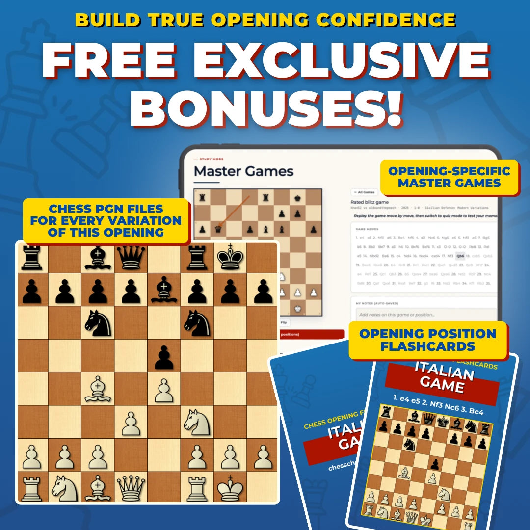 Italian Game Free Bonuses - Master Games, Flashcards, and PGNs