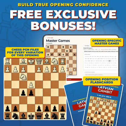 Latvian Gambit Free Bonuses - Master Games, Flashcards, and PGNs