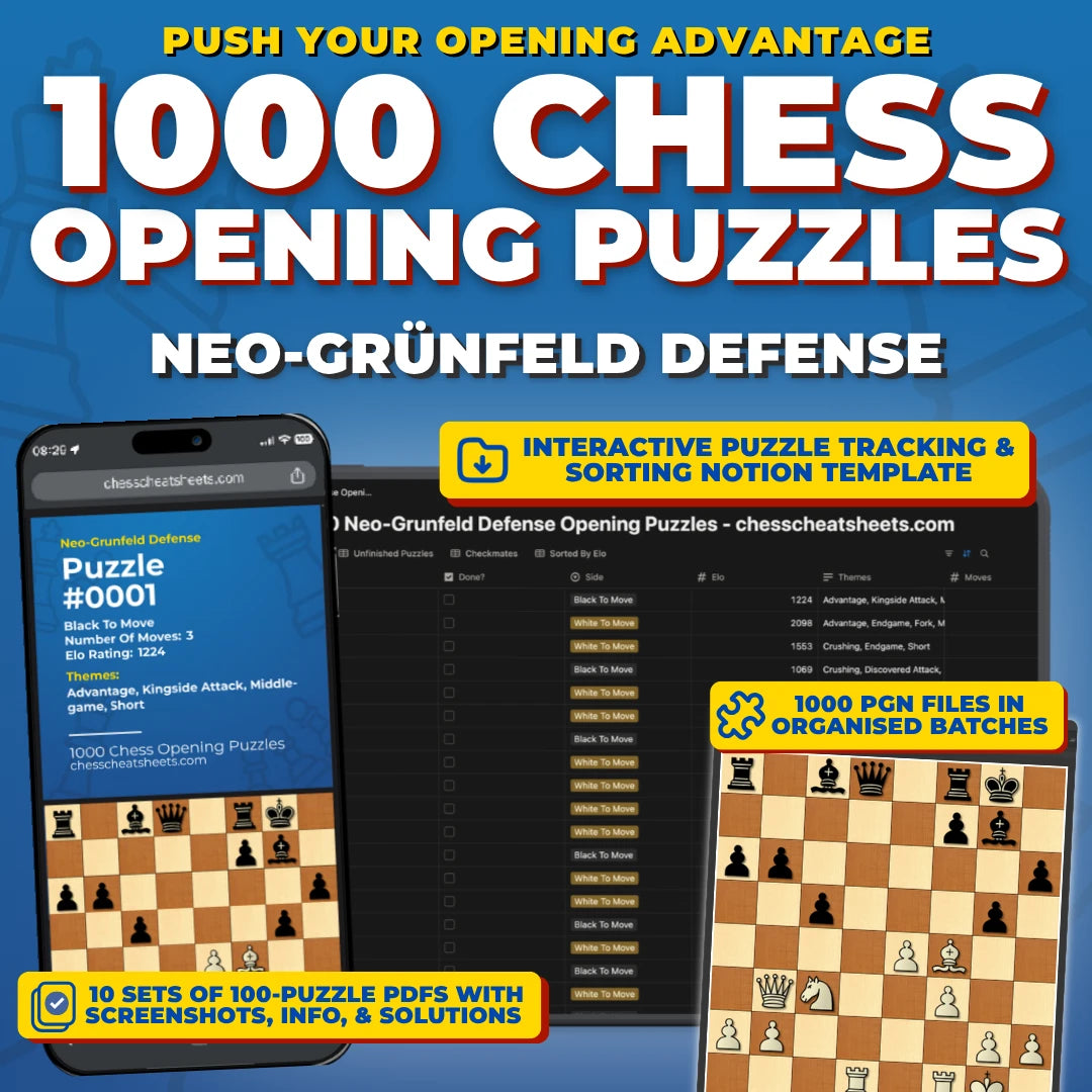 1000 Neo-Grünfeld Defense Puzzles - Visual PDF Chess Opening Puzzles For The Neo-Grünfeld Defense