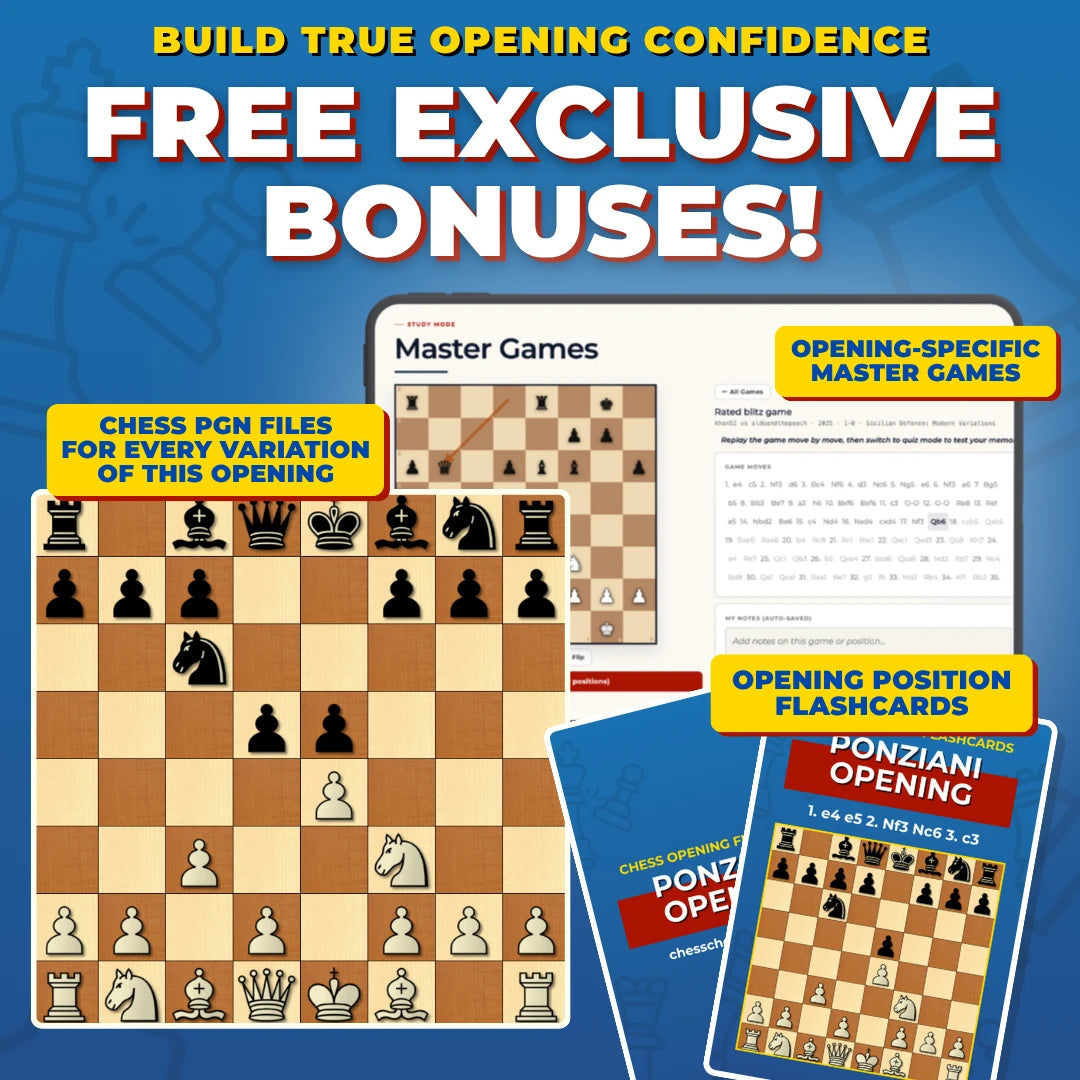 Ponziani Opening Free Bonuses - Master Games, Flashcards, and PGNs