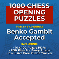 1000 Benko Gambit Accepted Puzzles - Visual PDF Chess Opening Puzzles For The Benko Gambit Accepted Chess Cheat Sheets