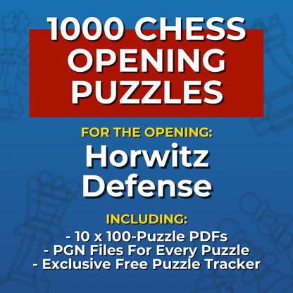 1000 Horwitz Defense Puzzles - Visual PDF Chess Opening Puzzles For The Horwitz Defense Chess Cheat Sheets