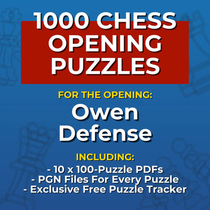 1000 Owen Defense Puzzles - Visual PDF Chess Opening Puzzles For The Owen Defense Chess Cheat Sheets