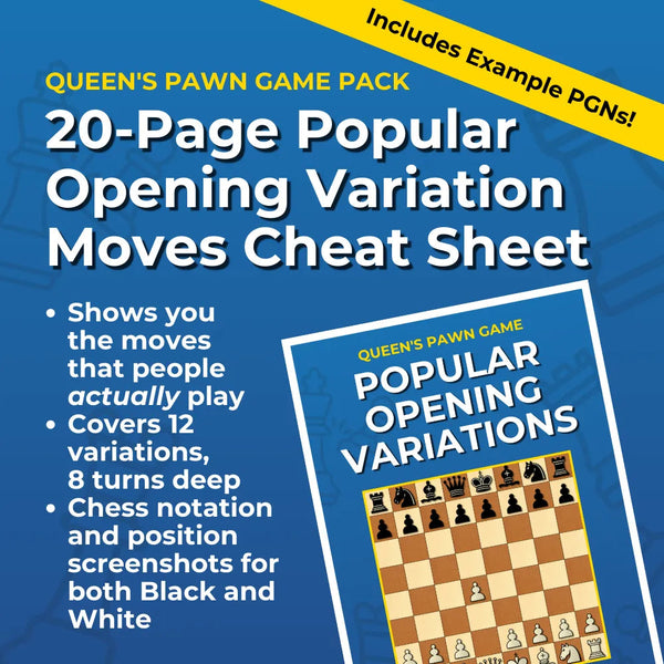 Queen's Pawn Game - Complete Chess Opening Toolkit | Opening Guides and Puzzles Chess Cheat Sheets