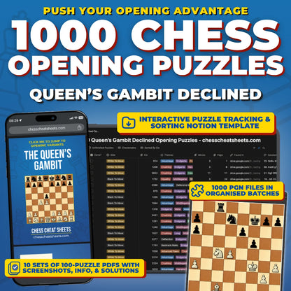 1000 Queen's Gambit Declined Puzzles - Visual PDF Chess Opening Puzzles For The Queen's Gambit Declined
