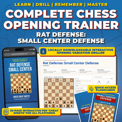 Rat Defense - Small Center Defense Chess Opening Trainer & Learning System | Interactive And Printable Chess Opening Guide With Cheat Sheets