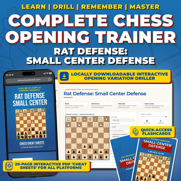 Rat Defense - Small Center Defense Chess Opening Trainer & Learning System | Interactive And Printable Chess Opening Guide With Cheat Sheets