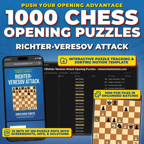 1000 Richter-Veresov Attack Puzzles - Visual PDF Chess Opening Puzzles For The Richter-Veresov Attack