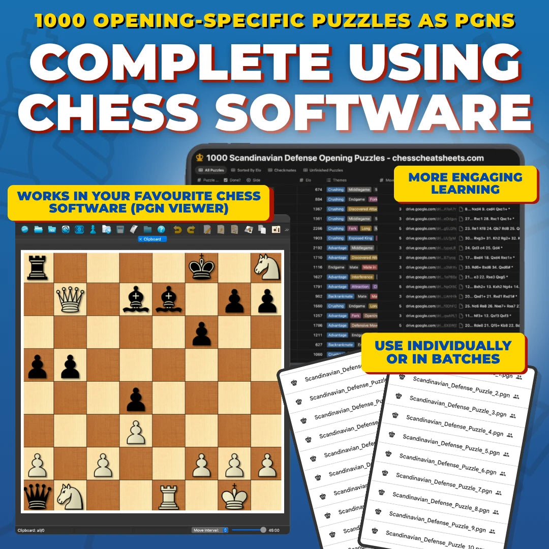 1.5 Million+ Chess Openings Puzzles Pack (Includes 79,000 as PDFs!)