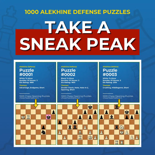 1000 Alekhine Defense Puzzles - Visual PDF Chess Opening Puzzles For The Alekhine Defense Chess Cheat Sheets