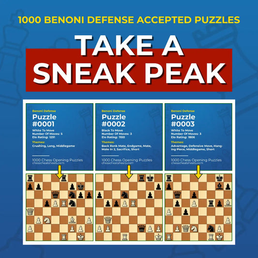 1000 Benoni Defense Puzzles - Visual PDF Chess Opening Puzzles For The Benoni Defense Chess Cheat Sheets