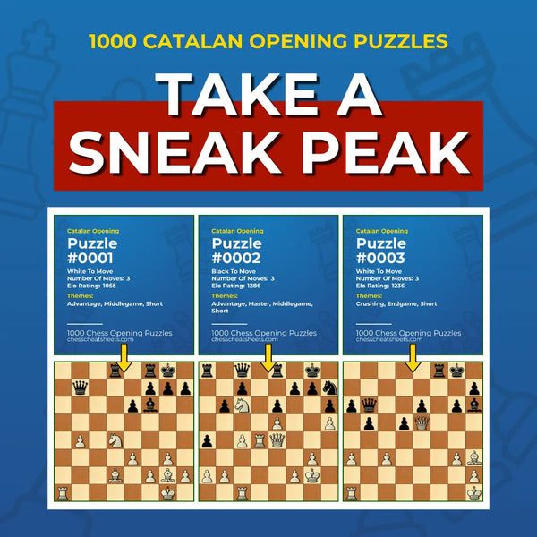 1000 Catalan Opening Puzzles - Visual PDF Chess Opening Puzzles For The Catalan Opening Chess Cheat Sheets