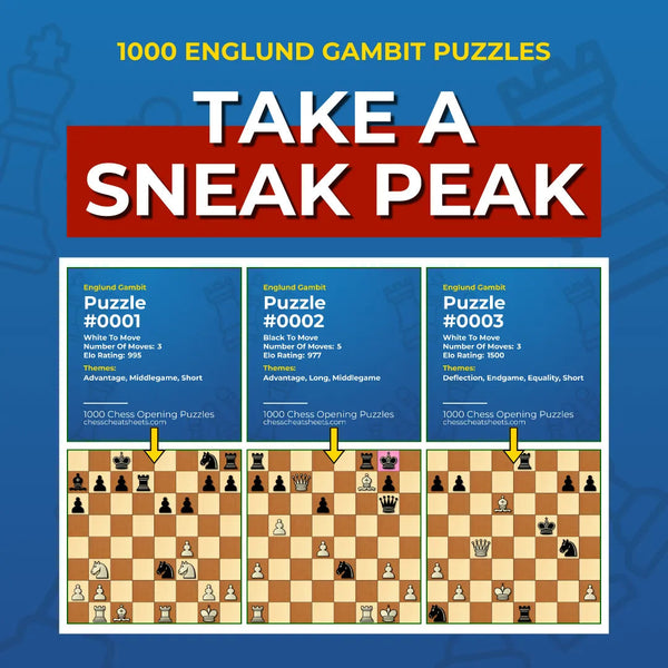 1000 Englund Gambit Puzzles - Visual PDF Chess Opening Puzzles For The Englund Gambit Chess Cheat Sheets