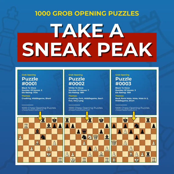 1000 Grob Opening Puzzles - Visual PDF Chess Opening Puzzles For The Grob Opening Chess Cheat Sheets