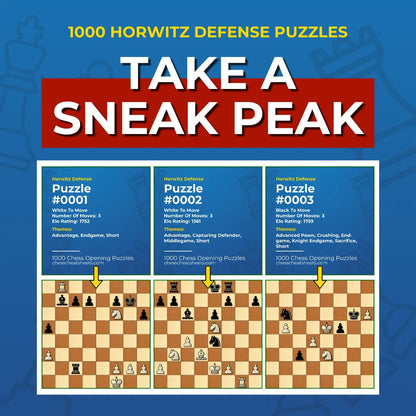 1000 Horwitz Defense Puzzles - Visual PDF Chess Opening Puzzles For The Horwitz Defense Chess Cheat Sheets