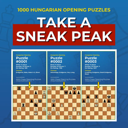 1000 Hungarian Opening Puzzles - Visual PDF Chess Opening Puzzles For The Hungarian Opening Chess Cheat Sheets