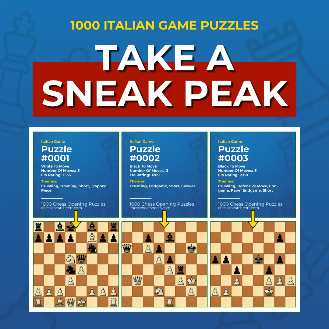 1000 Italian Game Puzzles - Visual PDF Chess Opening Puzzles For The Italian Game Chess Cheat Sheets