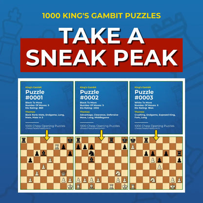 1000 King's Gambit Puzzles - Visual PDF Chess Opening Puzzles For The King's Gambit Chess Cheat Sheets