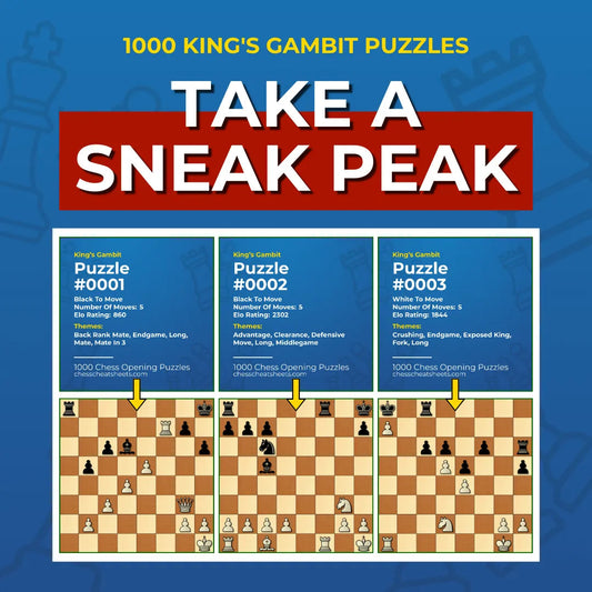 1000 King's Gambit Puzzles - Visual PDF Chess Opening Puzzles For The King's Gambit Chess Cheat Sheets